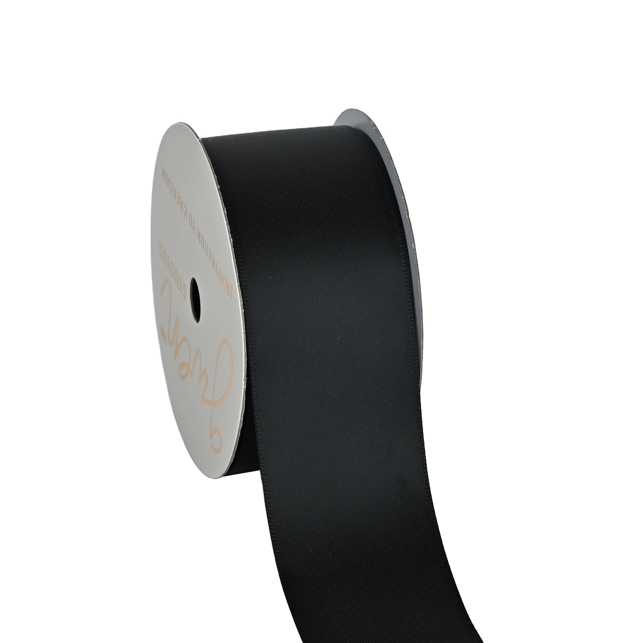 Gwen Studios 1.5" Black Satin Ribbon, 7 Yards