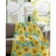 thumbnail image 4 of Flannel Fleece Throw Blanket Farm Watercolor Sunflowers Lightweight Soft Plush Blankets,Vintage Rural Yellow Floral Cozy Warm Throw Blanket for Couch Sofa Bed Car Office 40x50in, 4 of 9