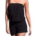 thumbnail image 1 of Women's Strapless Off Shoulder Printed Beachwear Short Rompers Jumpsuits, 1 of 1
