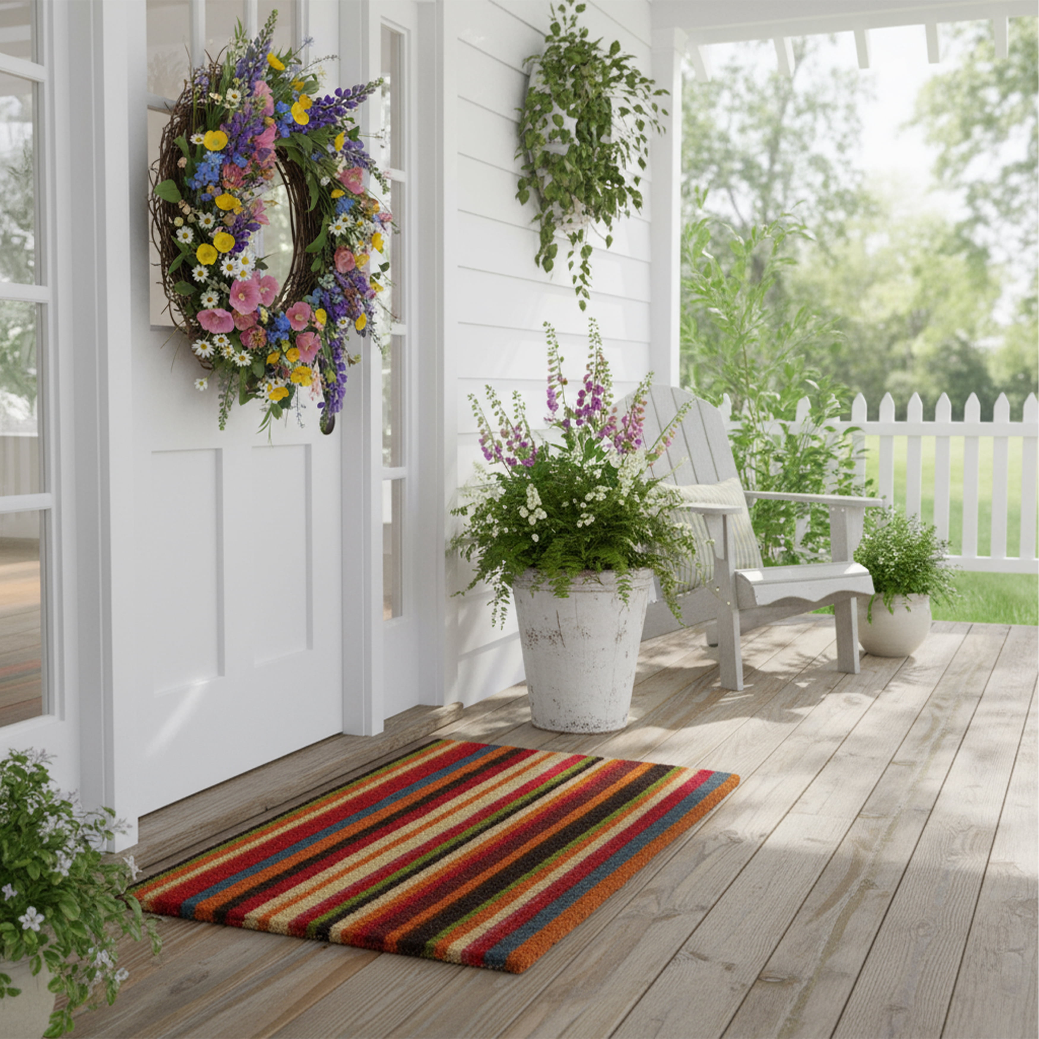 Calloway Mills 103081729 17 x 29 in. Palisades Stripe Rectangular Doormat, Multi Color