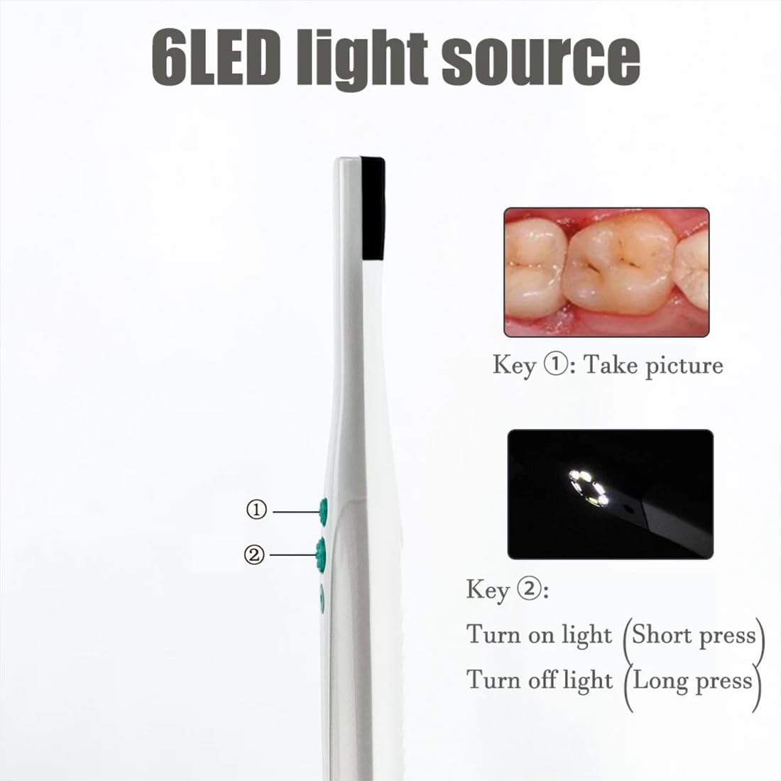 InLED Light PC Connectiontraoral Camera Dental, Portable USB Type Digital Viewer Oral Dental Endoscope with 6pcs