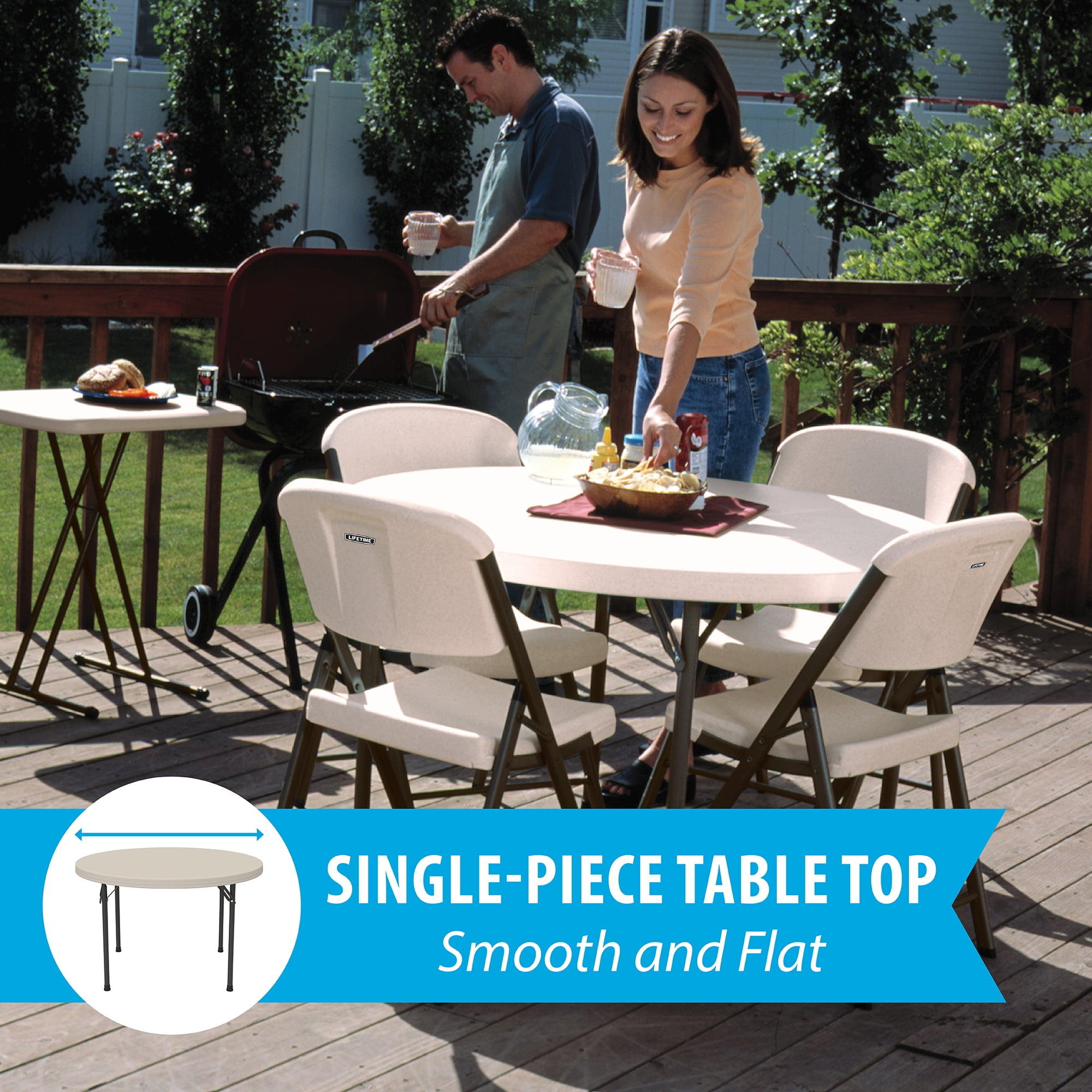 Lifetime 46 inch Heavy Duty Foldable Portable Round Table