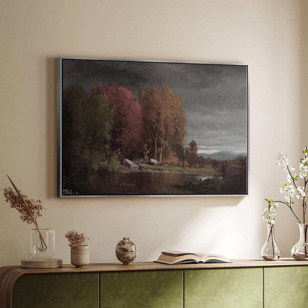Vintage Landscape-CCCXXVII By Wexford Home Framed in Silver Wood Gallery Wrapped Canvas 25 in. x 37 in.