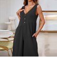 thumbnail image 4 of SELONE Womens Jumpsuits Loose Fit Long Pant Sleeveless Ladies Travel Comfortable 2023 Vacation Womens Jumpers and Rompers Casual High Waist Solid Color Single Bucklestraight Tube Black L, 4 of 6