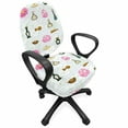 thumbnail image 1 of Floral Office Chair Slipcover, Print of Colorful Perfume Bottles and Flowers on a Background of Stripes, Protective Stretch Decorative Fabric Cover, Standard Size, White and Multicolor, by Ambesonne, 1 of 5