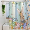 thumbnail image 3 of Easter Standard Shower Curtain Set, Waterproof Shower Curtains for Bathroom, Spring Bunny Colorful Floral Eggs Wooden Plank Washable Fabric Bath Curtain for Bathtub Decoration with Hooks 72x72 Inches, 3 of 9