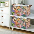 thumbnail image 2 of Yayeee Foldable Storage Basket for Shelves with Handles Waterproof Cloth Bins, Purple Cityscape Painting, 2 of 7