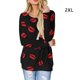 thumbnail image 2 of Camiseta mujer Qarigey Impreso Manga Larga Cuello Sudadera Jersey Rojo XXL, 2 of 6