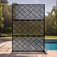 thumbnail image 2 of YUSAZENS Galvanized Steel Outdoor Privacy Screen, 3-Piece Set, Weather Resistant for Patio Backyard Black, 2 of 7