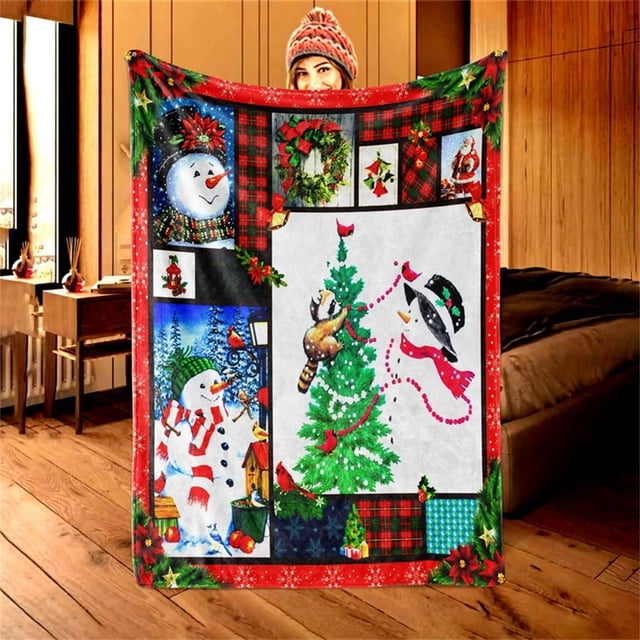 Manta de aire acondicionado con estampado navideño, manta para la siesta en la oficina, manta decorativa de regalo, manta para dormitorio, manta ligera para viajes en avión, 60 x 80 pulgadas