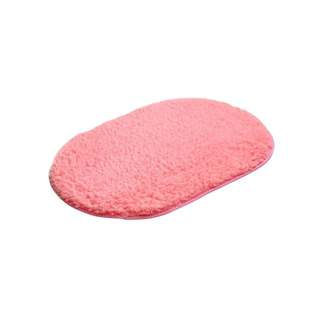 Inteprter Alfombra elipse de 40x60cm para cabecera, manta antideslizante de felpa peluda para baño, silla de absorción de agua, alfombra Decoración del hogar rojo naranja