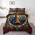 thumbnail image 1 of Erosebridal Ensembles de Literie Religieuse Jésus Double avec Couette, Insert de Couette Bleu Rouge, Déco de Chambre d'Ado, Réversible, 3 Pcs, 1 of 8