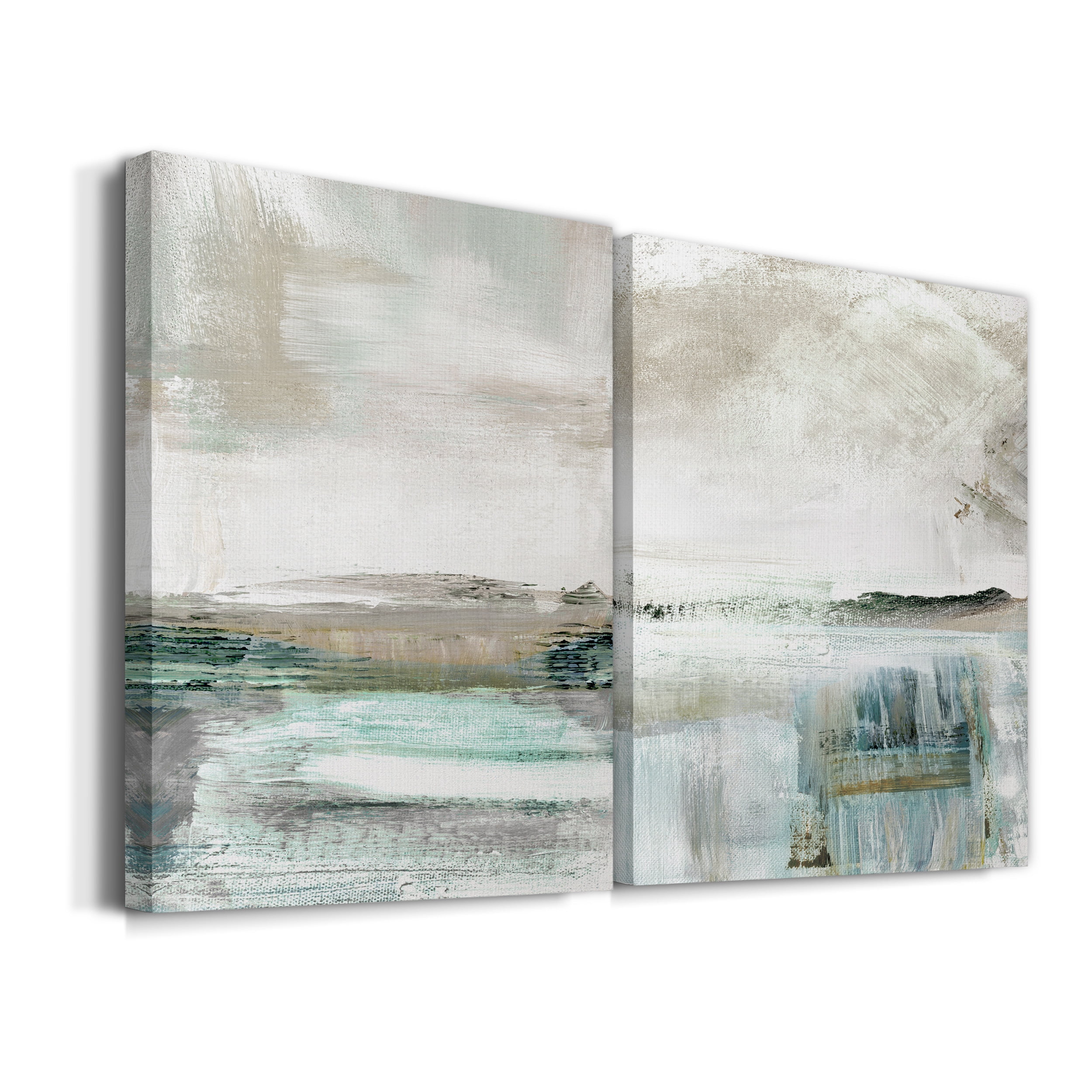 Summer Teal I Premium Gallery Wrapped Canvas - Ready to Hang - Set of 2 - 40 x 60 Each