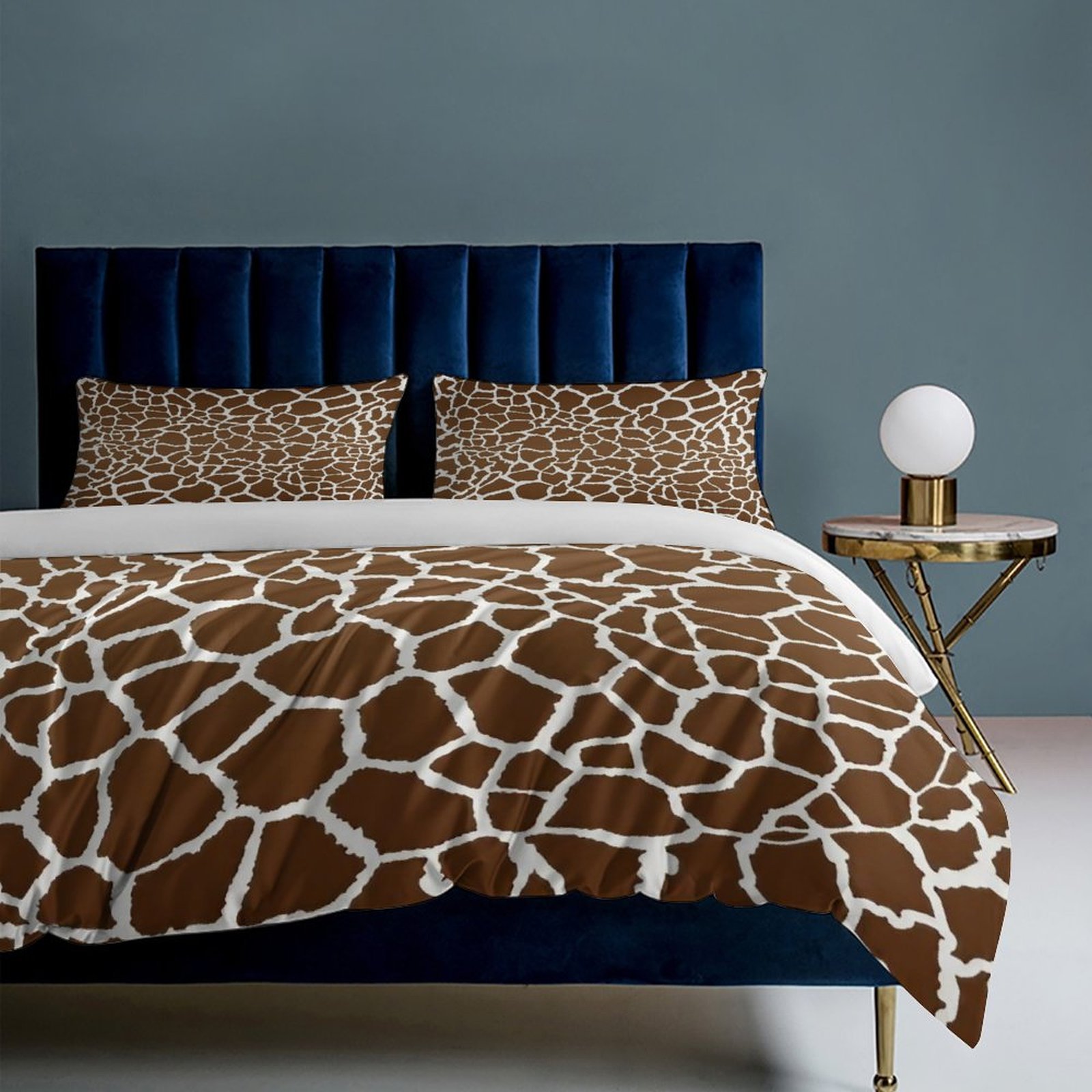 Giraffe Pattern Set Duvet Cover Themed Multicolor Polyester Bedding Set Duvet Cover for Full Size