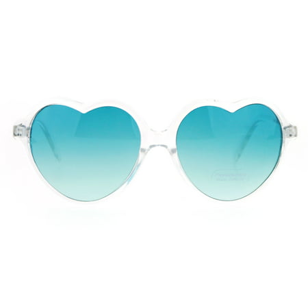 SA106 Fun Clear Frame Heart Shape Pop Color Sunglasses Green