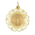 thumbnail image 2 of Round Filigree Miraculous Medal  - 3/4 inch x 3/4 inch - Solid 14K Yellow Gold, 2 of 2