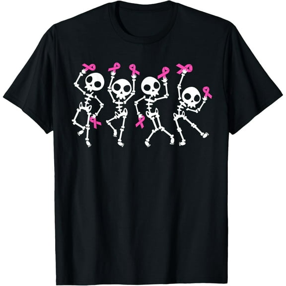 100% pure cotton for both men and womenPink Ribbon Breast Cancer Awareness Skeleton Women Men Kids T-Shirt