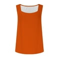 thumbnail image 5 of Htigea Summer Tank Tops for Women Loose Fit Pleated Square Neck Sleeveless Tops Curved Flowy Orange,L, 5 of 6