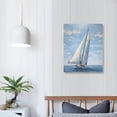 thumbnail image 3 of GOSMITH  Coastal Sailing Boat Canvas Wall Art - Blue and White Nautical Picture for Living Room, Bedroom, or Bathroom Decor with Vertical Seaside Artwork, 3 of 4