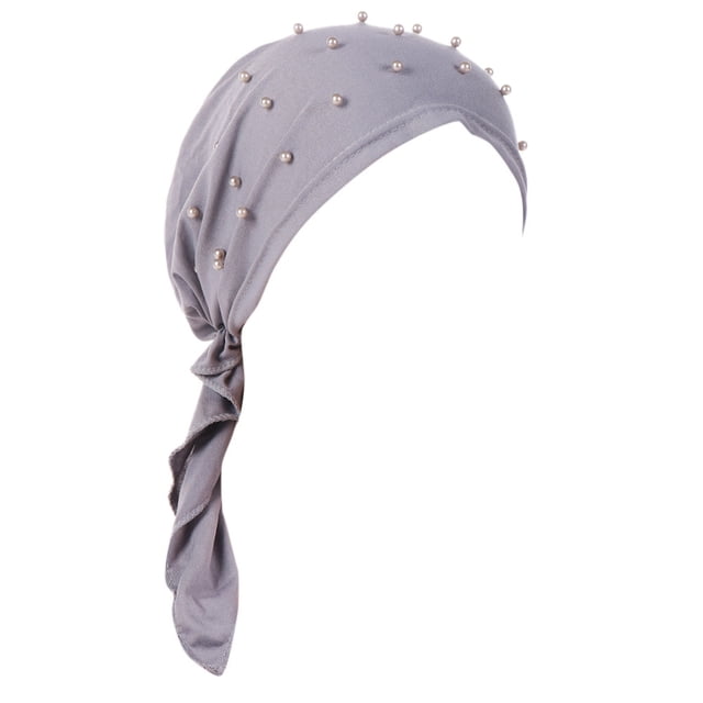 DPTALR Chapeau Turban Extensible en Coton pour Femmes Indiennes Perles Perte de Cheveux Foulard Enveloppe