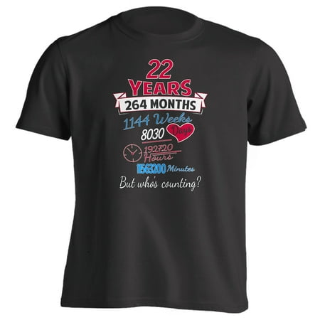 22nd Anniversary Gift 22nd Anniversary Gift Shirt 22 Years but Whos Counting Mens Black ()