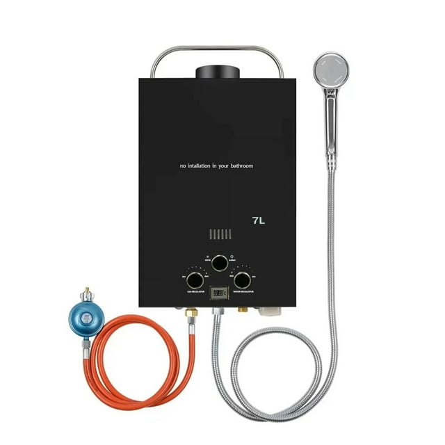 7L Portable Water Heater Propane Water Heater Outdoors Tankless Water Heater Gas Multiple Protections For RV Cabin Barn Camping ,Digital Temperature Display