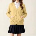 thumbnail image 4 of Guluxicc Kids Girls School Uniform Cotton Knit Cardigan V Neck Long Sleeve Button Down Sweater 5-17 Years, 4 of 8