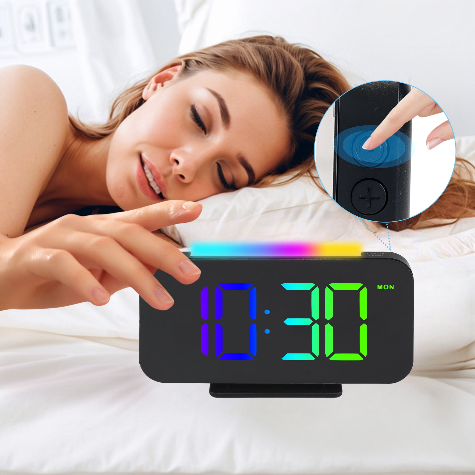 Unique Bargains Loud Alarm Clock White Housing With White Light 6.3"L x 1.0"W x 3.4"H