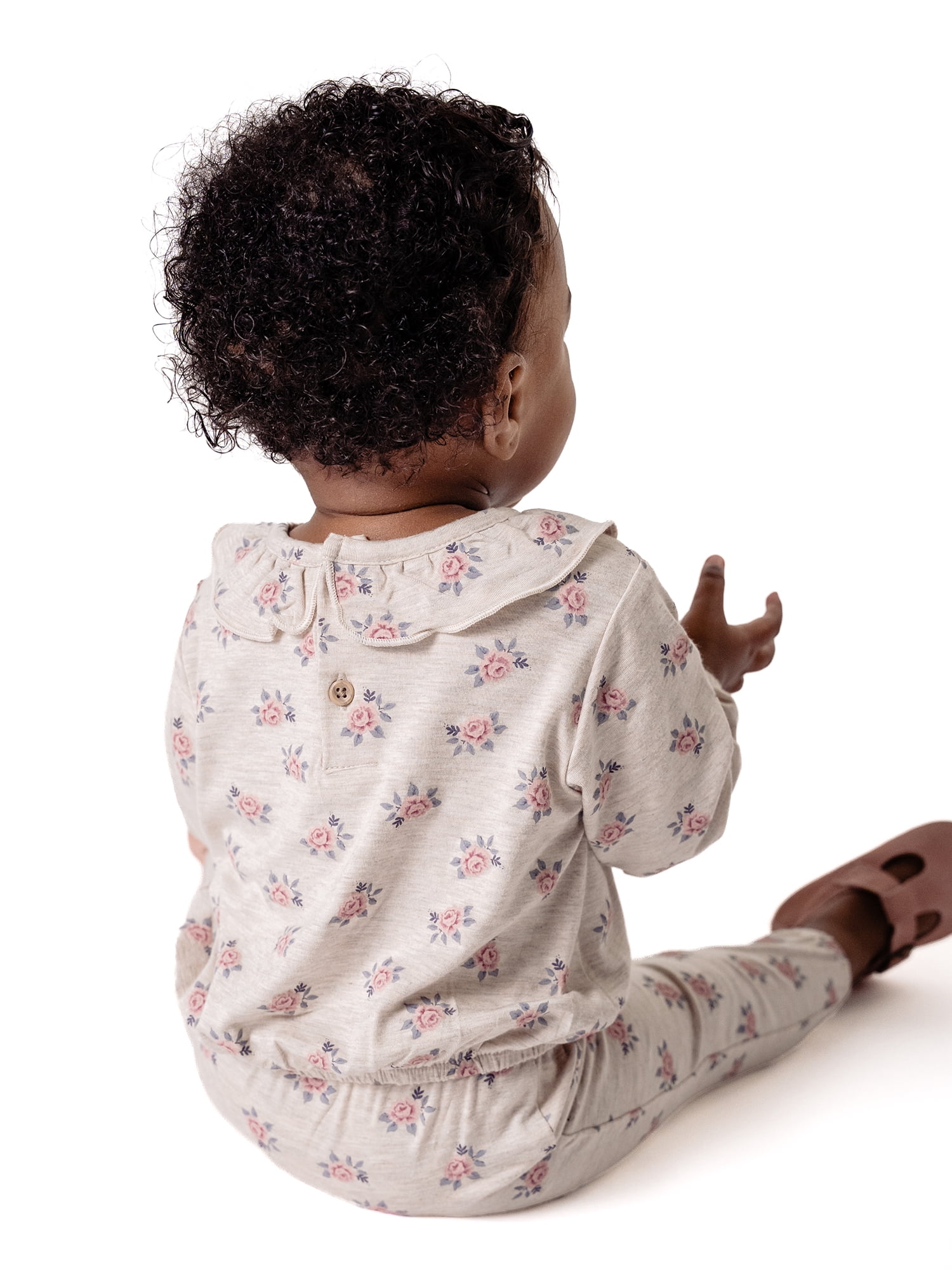 Modern Moments by Gerber Baby Girl Ruffle Collar Top and Pant Outfit Set, 2-Piece, Sizes 0/3 Months - 24 Months