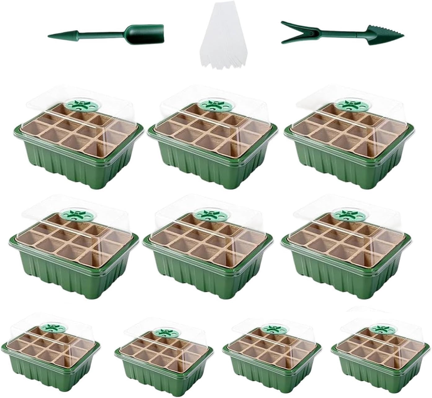 Seedling Tray Piece Mini Greenhouse Kit, 120 Cell Plant Germination Trays, Moisture Dome Seed Starter for Indoor Outdoor Garden