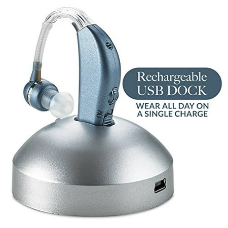- Digital Hearing Amplifier - Personal Hearing Enhancement Sound Amplifier, Rechargeable BTE Digital Hearing Amplifier, Behind the Ear with All-Day Battery Life, Modern Blue