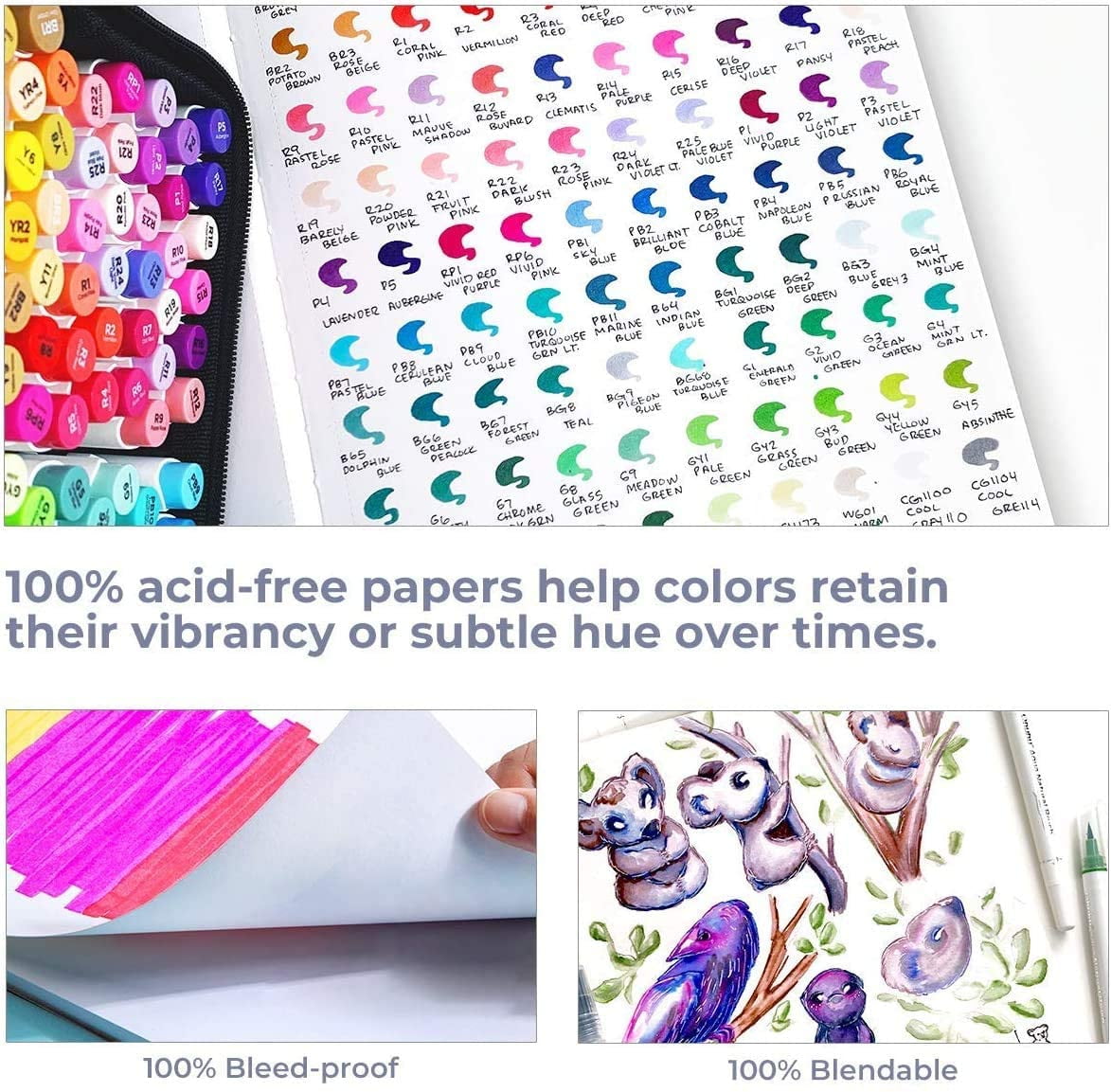 Ohuhu Hardcover Sketchbook, Marker Paper Pad, 78 Sheets, 8.3"x11.7", for Alcohol Markers & Drawing