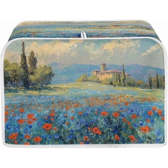 Lemon Floral Print Toaster Cover 2 Slice Wide Slot Kitchen Appliance Small Oven Bakeware Protector, Washable Bread Maker Cover Dust and Fingerprint Protection