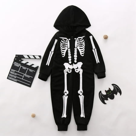 

Jiyugala Family Clothes Skeleton Print Hoodie Jumpsuit Pajamas Family Sleepwear Matching Set