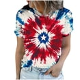 thumbnail image 6 of Xdegoge 4th Of July Tops for Women Patriotic Shirts American Flag Star Graphic Crewneck Short Sleeve Casual Loose Fit Lightweight Summer Independence Day Graphic Tees, 6 of 6