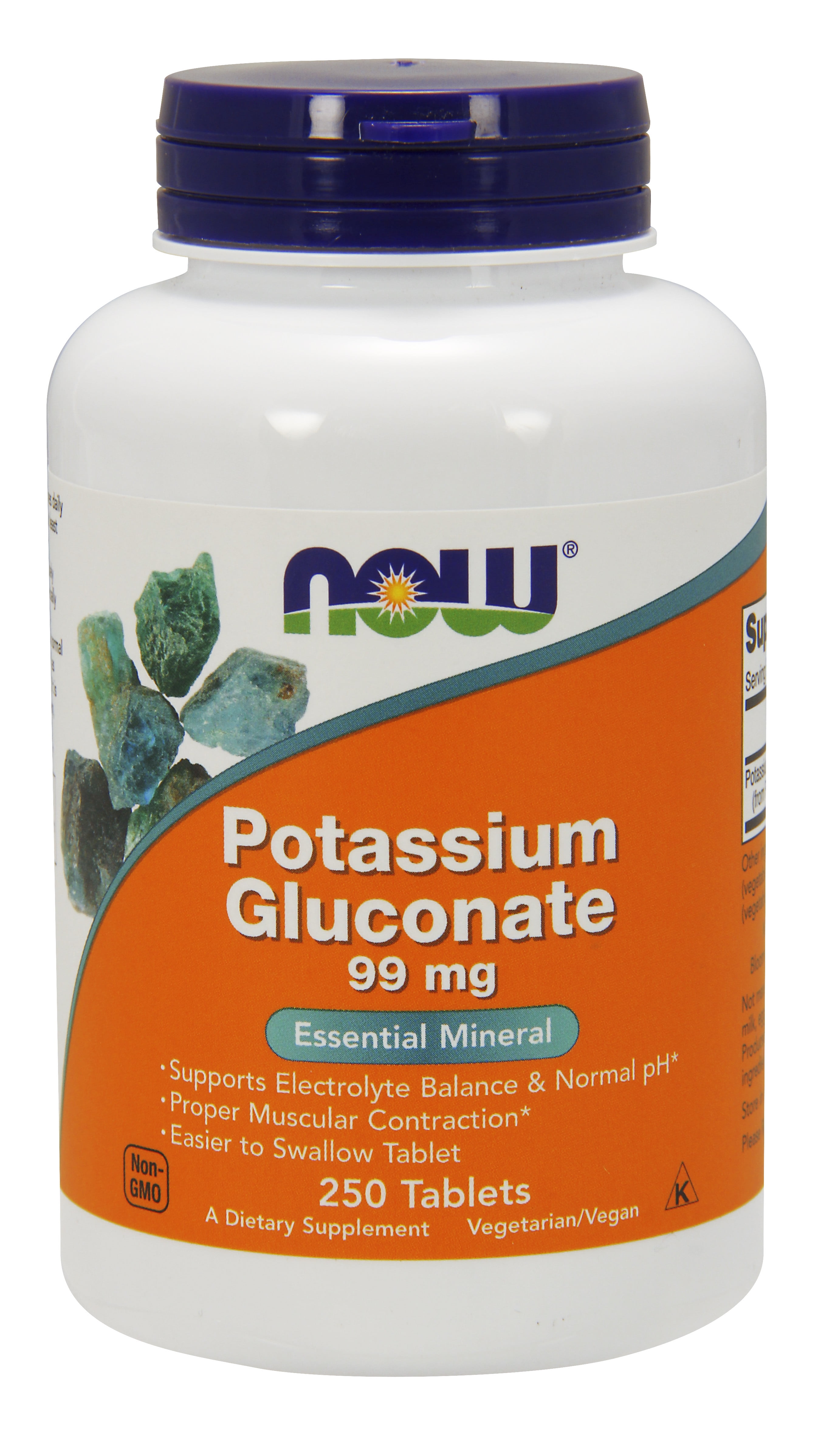 NOW Supplements, Potassium Gluconate 99mg, Easier to Swallow, Essential