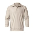 thumbnail image 4 of B91xZ Men's Long Sleeve Polo Shirt Solid Color Tops (KH1,M), 4 of 4