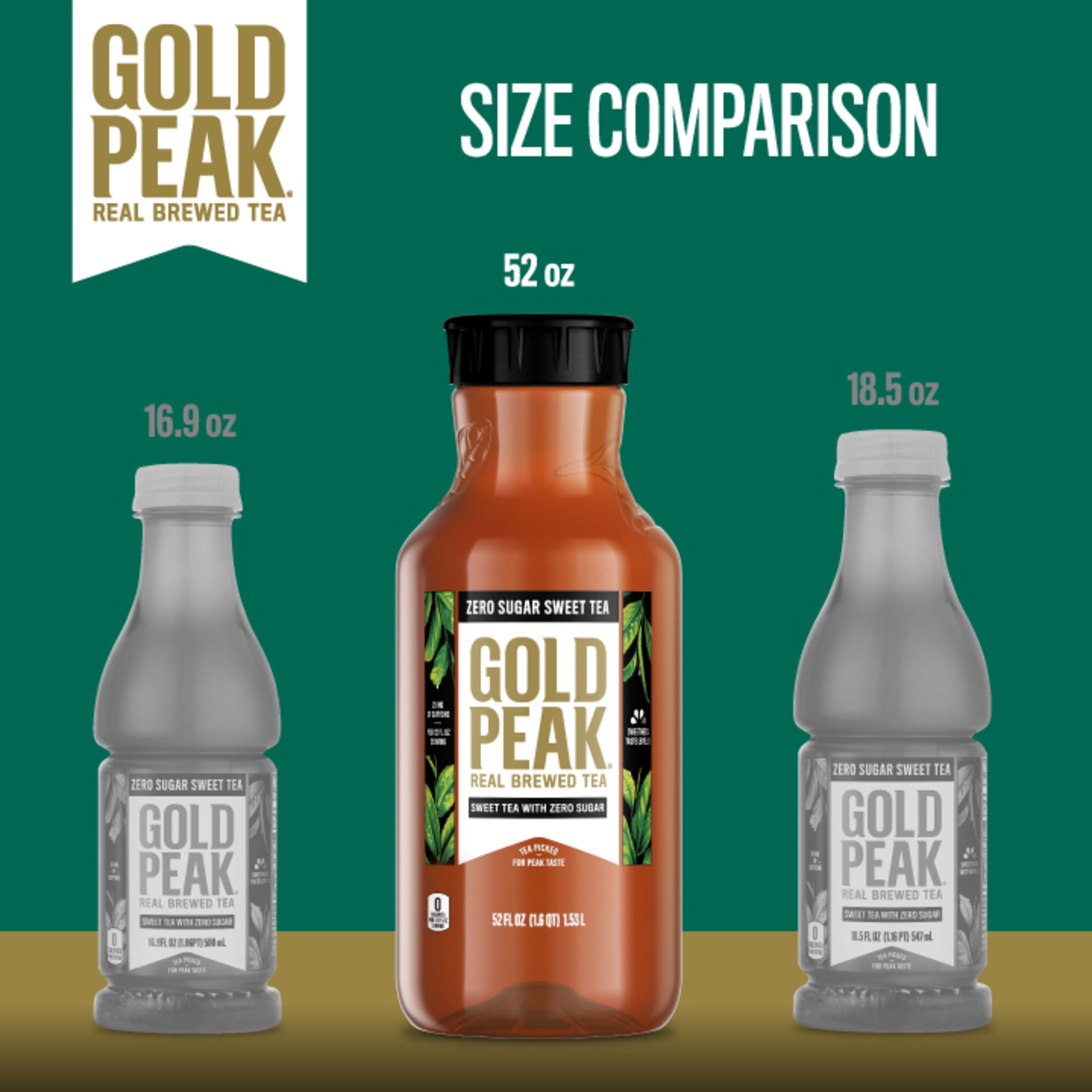 Gold Peak Iced Tea, Zero Sugar Sweet Tea Bottle, 52 fl oz
