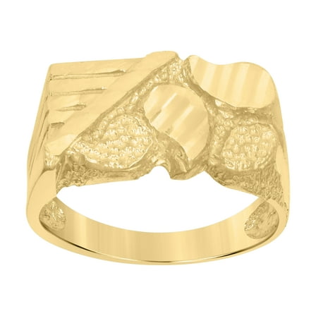 10kt Real Yellow Gold Mens Nugget Fashion Ring