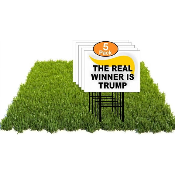 Eco THE REAL WINNER IS DONALD Trump 5 Double Sided 12x16 in Yard Road Sign w/Stand