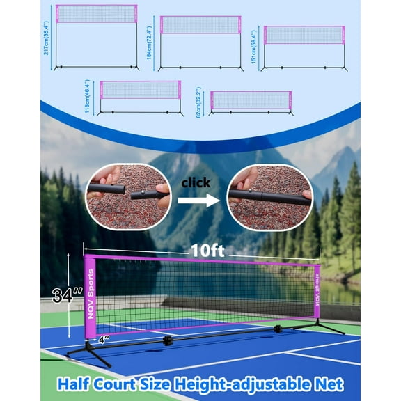 5 Adjustable Heights Portable Sports Net for Pickleball Badminton Volleyball Soccer
