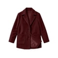 thumbnail image 5 of Womens Trench Coat with Pockets Single Breasted Fall Winter Casual Notched Lapel Business Formal Wool Coat Wine S-3XL, 5 of 7