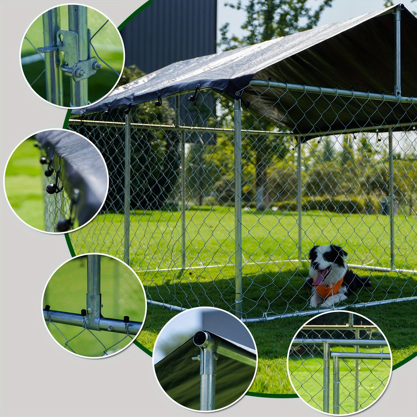 Outdoor Kennel, Heavy-duty Dog ​​cage, Large Mesh Pet Cage, Steel Fence with Safety Lock, 79''x79'' (2mx2m).