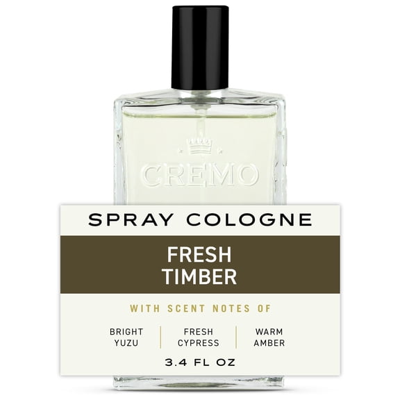 Cremo Men's Cologne Spray, Fresh Timber Scent, Cologne for Men, 3.4 Fl Oz