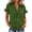 Army Green, variant on Women's Linen Ruffle Trim Tops Dressy Casual Ruffle Placket Flutter V Neck Short Sleeve Blouses Lightweight Soft Solid Color Tees Shirt XXL