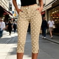 thumbnail image 4 of Ltctricy Yoga Capri Pants for Women Polka Dots Casual Leggings Elastic Waist Side Slit Button Cropped Pants, 4 of 6