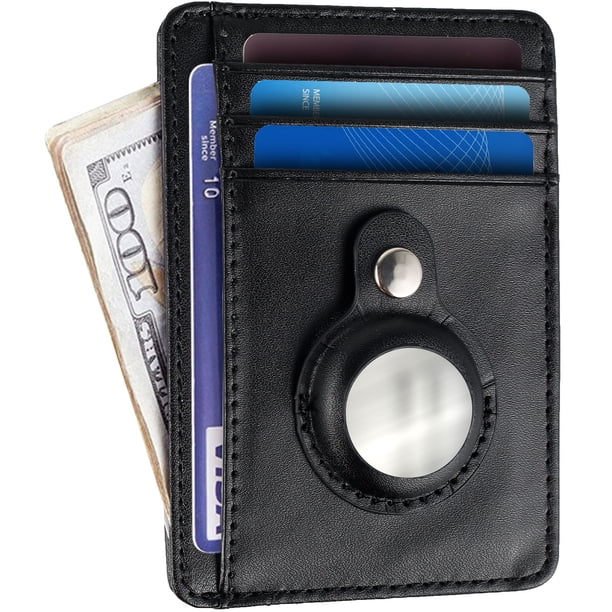 Cartera Delgada Para Airtag, Funda De Billetera Inteligente, Billetera De Bolsillo Frontal Delgada, Tarjetero De Cuero Pu, Tarjetero Para Hombres, Viaje
