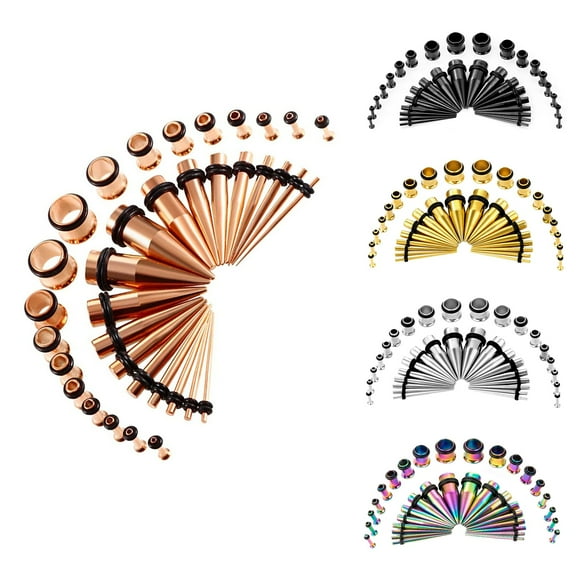 Mightlink 36Pcs Ear Stretching Tapers Kit Stainless Steel Ear Gauges Body Piercing Jewelry