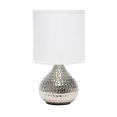 thumbnail image 1 of Simple Designs LT2073-SVW Hammered Silver Drip Mini Table Lamp, White, 1 of 6