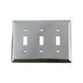 thumbnail image 1 of Nostalgic Warehouse 719880 Deco Switch Plate with Triple Toggle, Bright Chrome, 1 of 3